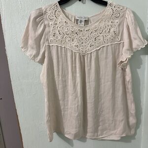 Rachel Zoe Cream Eyelet Blouse